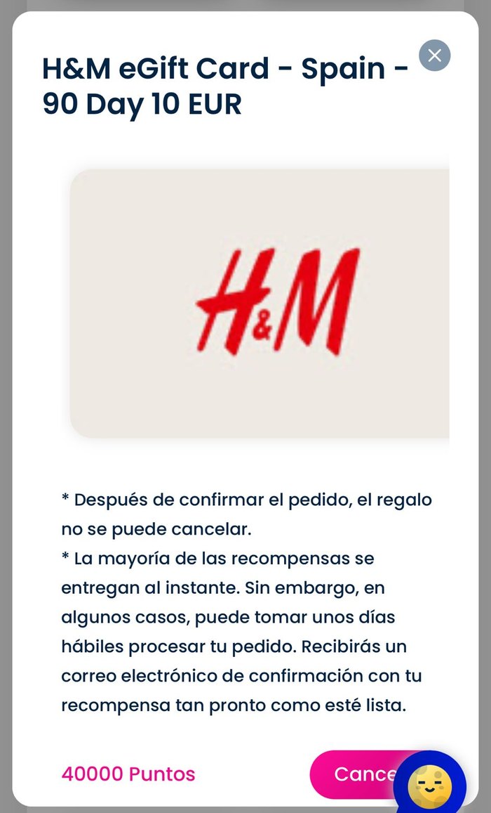 Toluna-bon van H&M ter waarde van 10 euro voor 40.000 punten